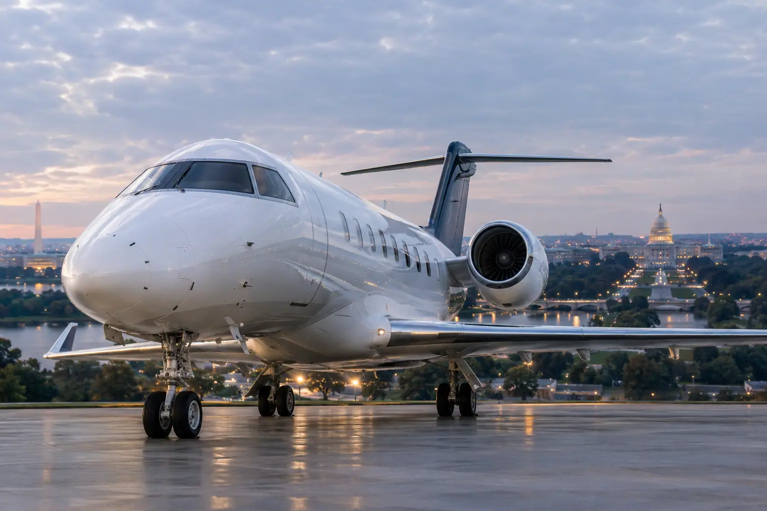 Private jet in Washington, DC